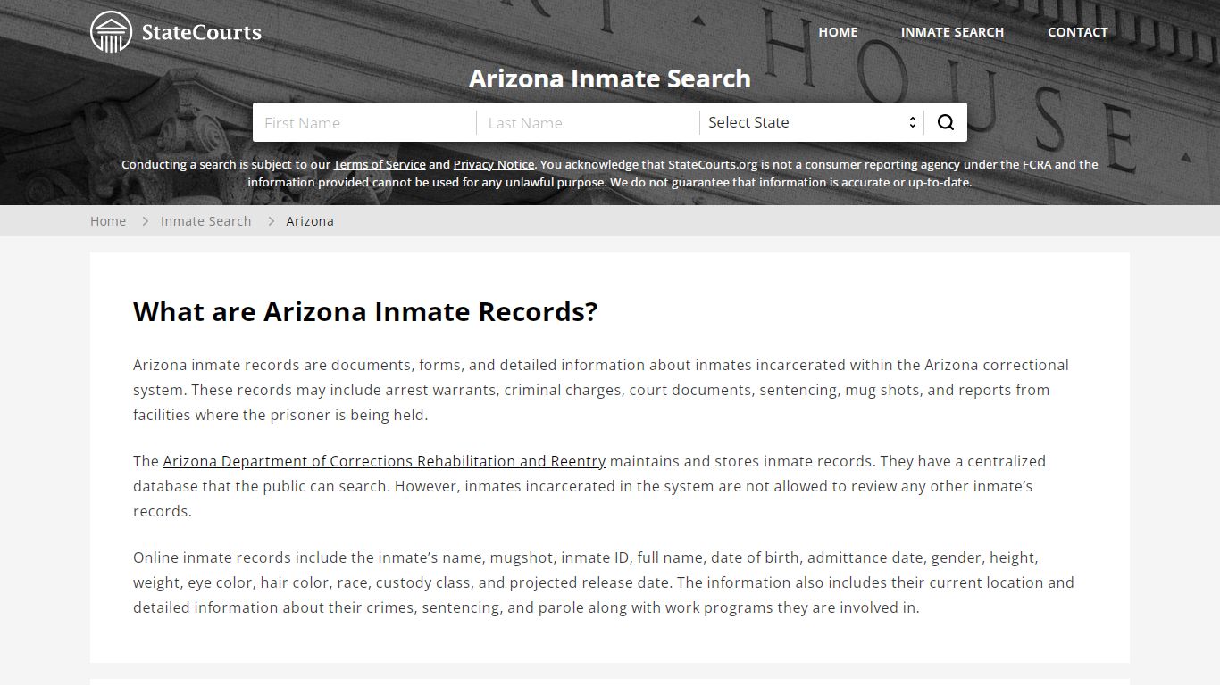 Arizona Inmate Search, Prison and Jail Information ...